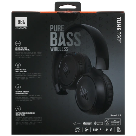 Наушники bluetooth JBL T520BT черный