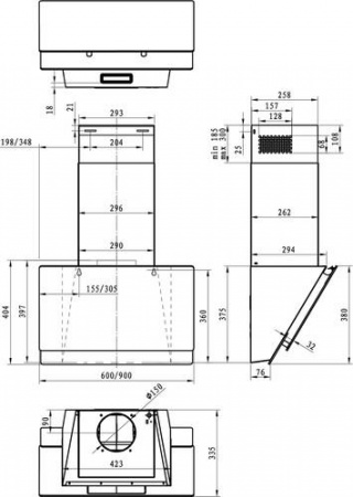 Вытяжка наклонная Gorenje WHI649X21P черный/серебристый